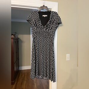 Evan Picone Dress Suze 12 Black with White Design